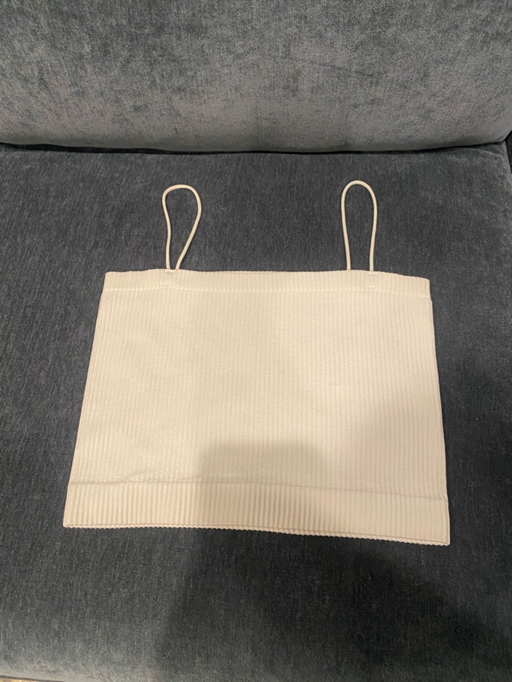 miami Cream Ribbed Spaghetti Strap Crop Top